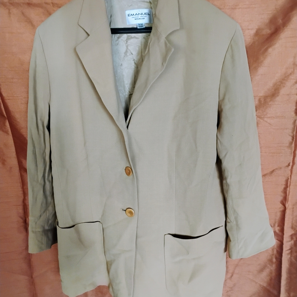 Emanuel Ungaro Tan Blazer with Wooden Accents